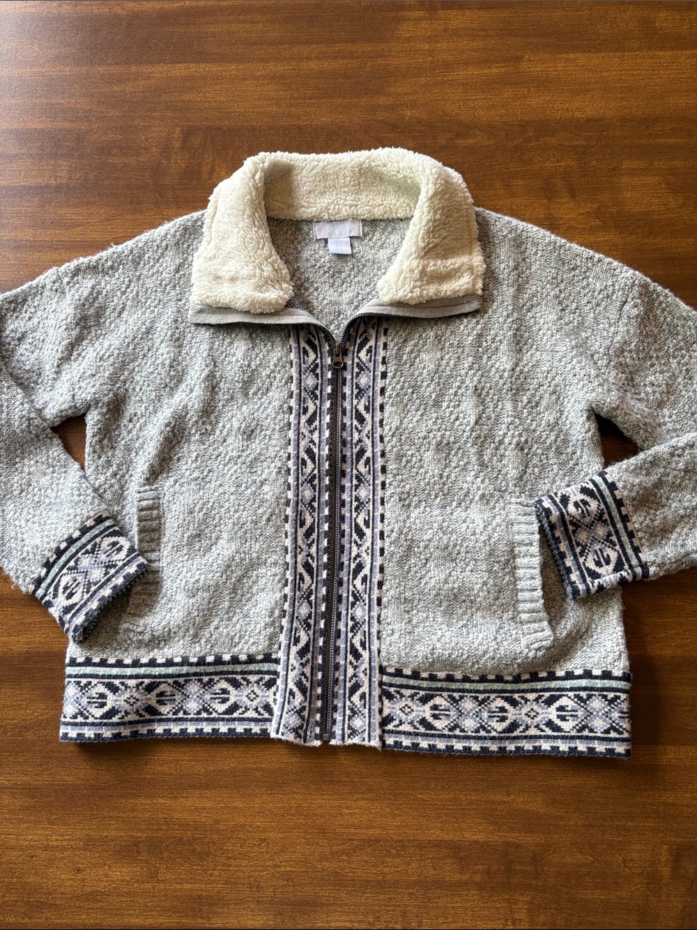 Apres Skyr Full Zip Cardigan Sweater, Size Large
